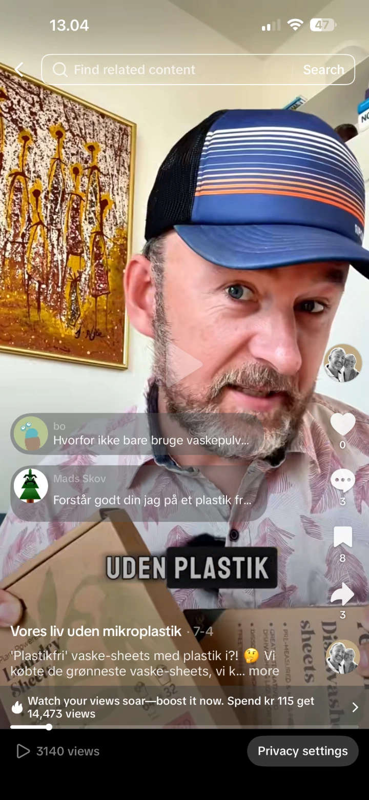 Vores liv uden mikroplastik video on TikTok with 3140 views